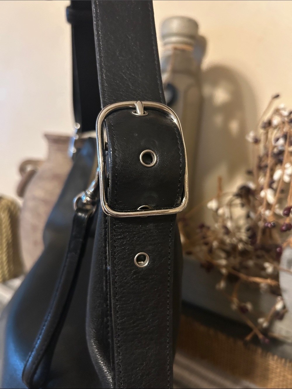 Vintage Coach Hamptons Black Leather Hobo Bag Style 9326 - Picture 5 of 7